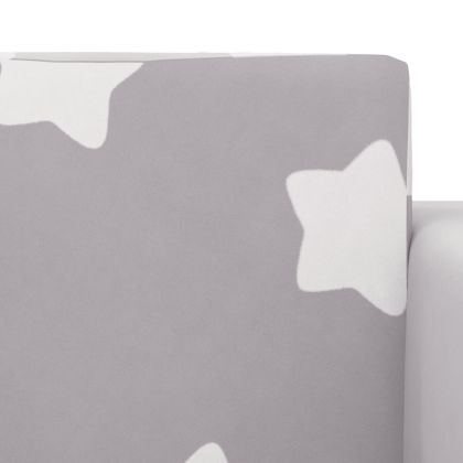 Детско диванче-легло 2-местно светлосиво на звездички мек плюш