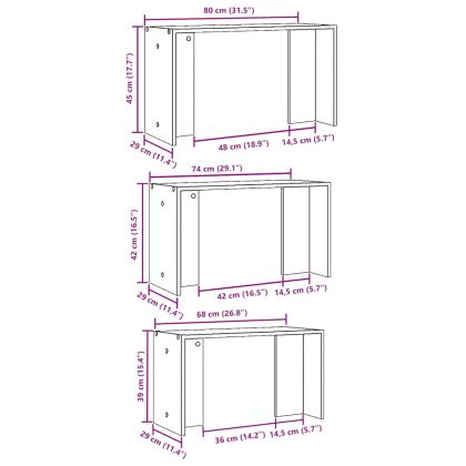 Стифиращи маси, 3 бр, сонома дъб, инженерно дърво
