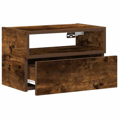 Нощно шкафче за стенен монтаж, опушен дъб, 45x26x28,5 см