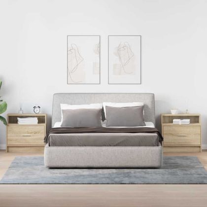 Нощни шкафчета с чекмеджета, 2 бр, дъб сонома, 51x31x47 см