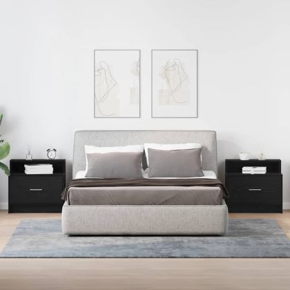 Нощни шкафчета с чекмеджета, 2 бр, черен дъб, 51x31x47 см