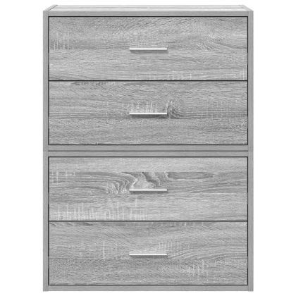 Шкафове с 2чекмеджета 2бр сив сонома 60x31x40см инженерно дърво