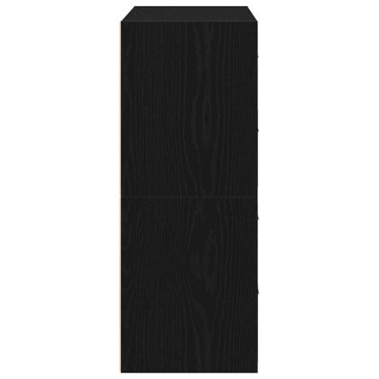 Шкафове с 2 чекмеджета 2бр черен дъб 60x31x40см инженерно дърво