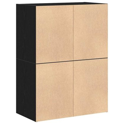 Шкафове с 2 чекмеджета 2бр черен дъб 60x31x40см инженерно дърво