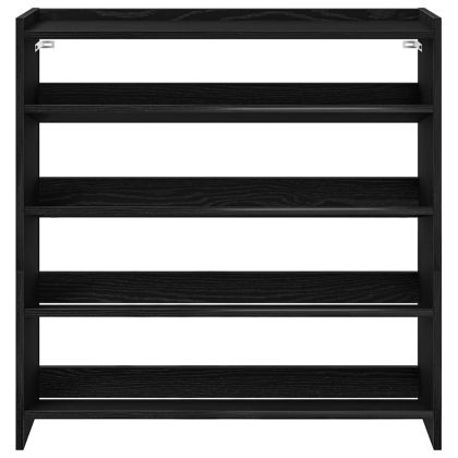 Етажерка за обувки, черна, 80x25x81 см, инженерно дърво