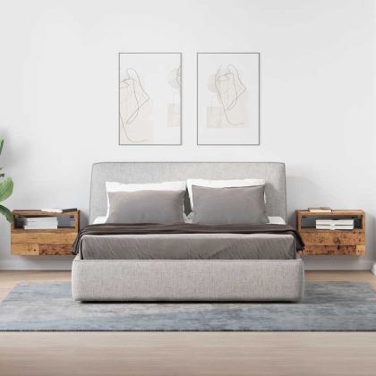 Нощни шкафчета за стенен монтаж, 2 бр, старо дърво 45x26x28,5см