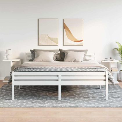 Нощни масички, 2 бр, бели, 46,5x29x61 см, инженерно дърво