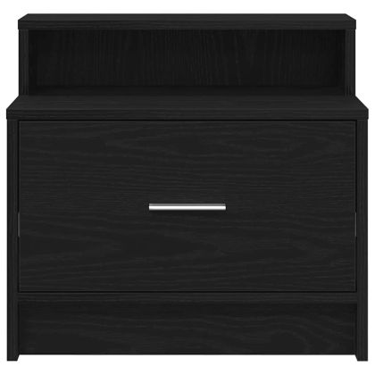 Нощно шкафче с чекмедже, черен дъб, 51x31x47 см