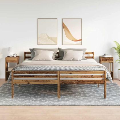 Нощни шкафчета с чекмеджета, 2 бр, старо дърво, 35x34x66,5 см