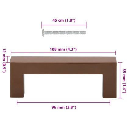 Дръжки за шкафове, 10 бр, бронз, 96 мм, неръждаема стомана