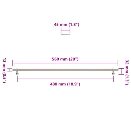 Дръжки за шкафове, 5 бр, сребристи, 480 мм, неръждаема стомана