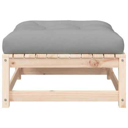 Градинска табуретка с възглавница, борова дървесина масив