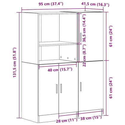 Комплект кухненски шкафове 2 части бетонно сив инженерно дърво