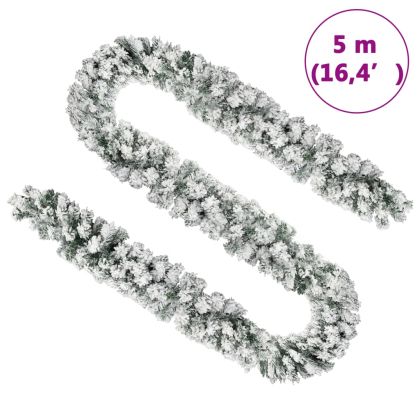Коледен гирлянд със сняг, зелен, 5 м, PVC