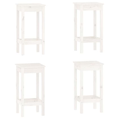 Бар комплект от 5 части, бял, масивна борова дървесина