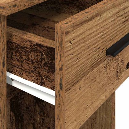 Стойка за компютърна кула с чекмедже старо дърво 35x45x77 см