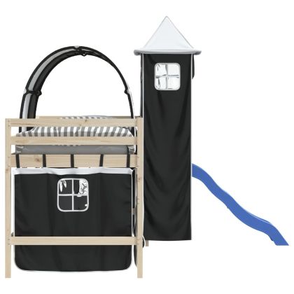 Завеси за високо легло с тунел и кула, бяло и черно