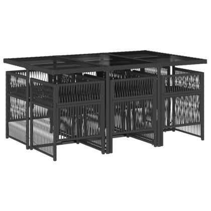 Градински трапезен комплект 7 части възглавници черен полиратан