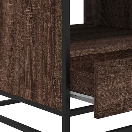 Маса за кафе, кафяв дъб, 100x50x45 см, инженерно дърво и метал