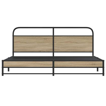 Метална рамка за легло, без матрак, опушен дъб, 180x200 см
