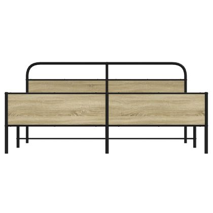 Метална рамка за легло, без матрак, сонома дъб, 183x213 см
