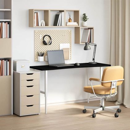 Плот за бюро, тъмнокафяв, 140x50x2,5 см, дъб масив, правоъгълна