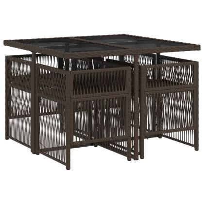 Градински комплект с възглавници 5 части кафяв полиратан