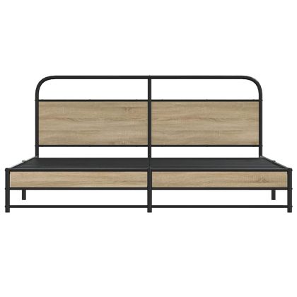 Метална рамка за легло, без матрак, опушен дъб, 200x200 см