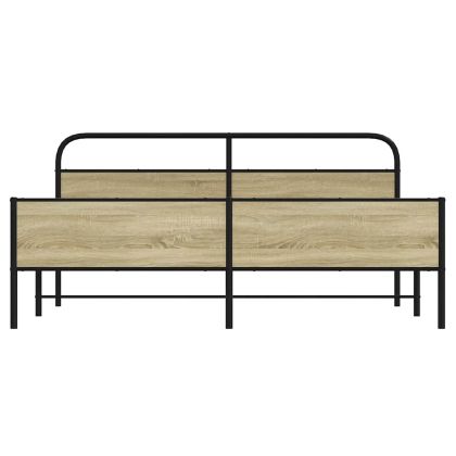 Метална рамка за легло, без матрак, сонома дъб, 180x200 см