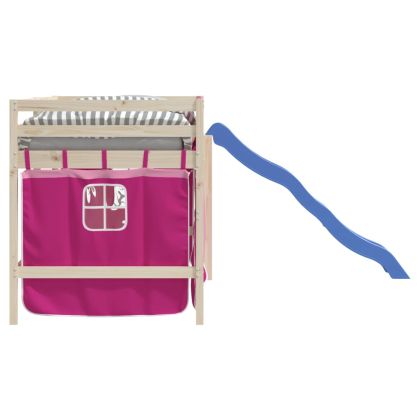 Завеси за високо детско легло, розови, полиестер