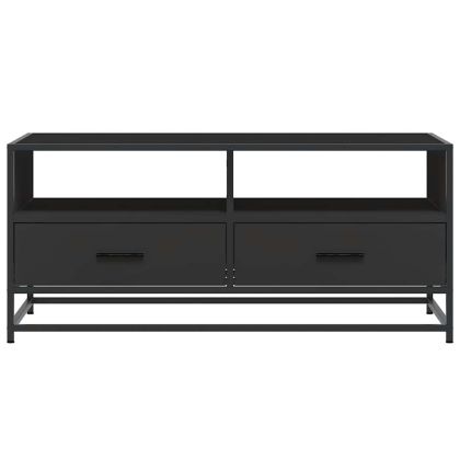 Маса за кафе, черна, 100x50x45 см, инженерно дърво и метал