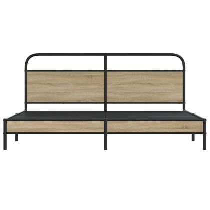 Метална рамка за легло, без матрак, опушен дъб, 183x213 см