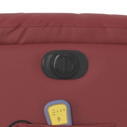 Електрически масажен накланящ стол виненочервен изкуствена кожа