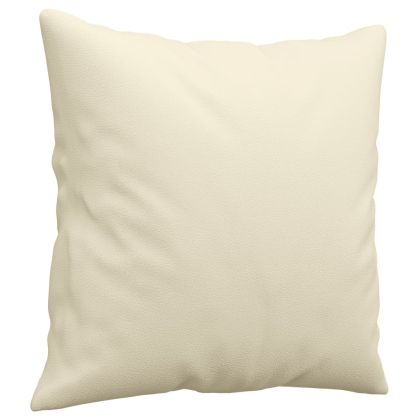 Комплект дивани от 2 части с възглавници кремав изкуствена кожа