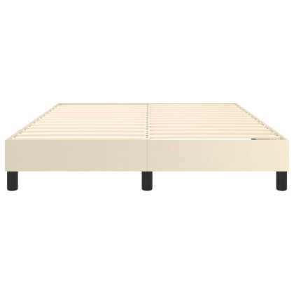 Рамка за легло с пружини кремава,140x200 см, изкуствена кожа