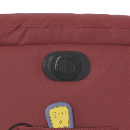 Електрически изправящ масажен реклайнер, виненочервен, еко кожа