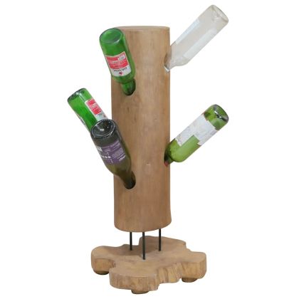 Стойка за вино за 8 бутилки, 40x30x80 см, тиково дърво масив