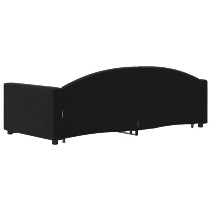 Канапе с изтеглящо разтегателно легло черно 90x190 см кадифе