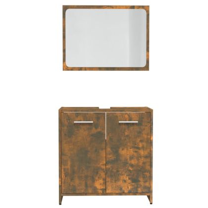 Комплект мебели за баня, опушен дъб, инженерно дърво