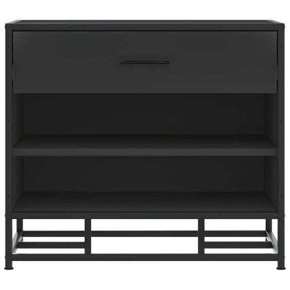 Пейка за обувки, черна, 60x40x53,5 см, инженерно дърво и метал