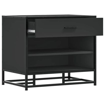 Пейка за обувки, черна, 60x40x53,5 см, инженерно дърво и метал