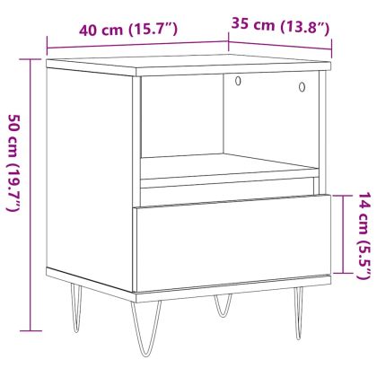 Нощно шкафче, старо дърво, 40x35x50 см инженерно дърво