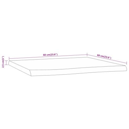 Плот за маса, 60x60x2,5 см, квадратен, акация масив, жив ръб