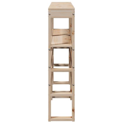 Горна табла с рафтове, 120 см, масивно дърво бор