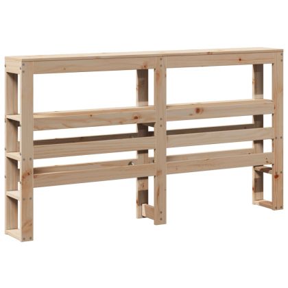 Горна табла с рафтове, 120 см, масивно дърво бор