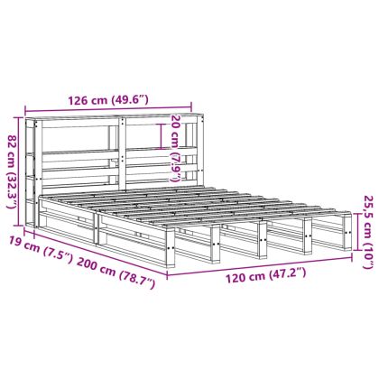 Рамка за легло без матрак, 120x200 см, масивна чамова дървесина