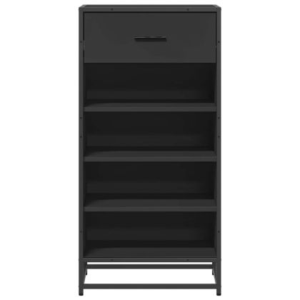 Етажерка за обувки, черна, 48x38x97,5 см, инженерно дърво