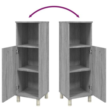 Шкаф за баня, сив сонома, 30x30x95 см, инженерно дърво