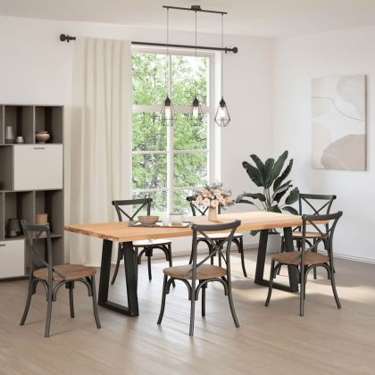 Крака за трапезна маса, V-образни, 2 бр., черни, 50x(72-73,3) см, стомана