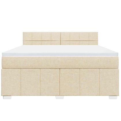 Боксспринг легло с матрак, кремава, 180x200 см, плат